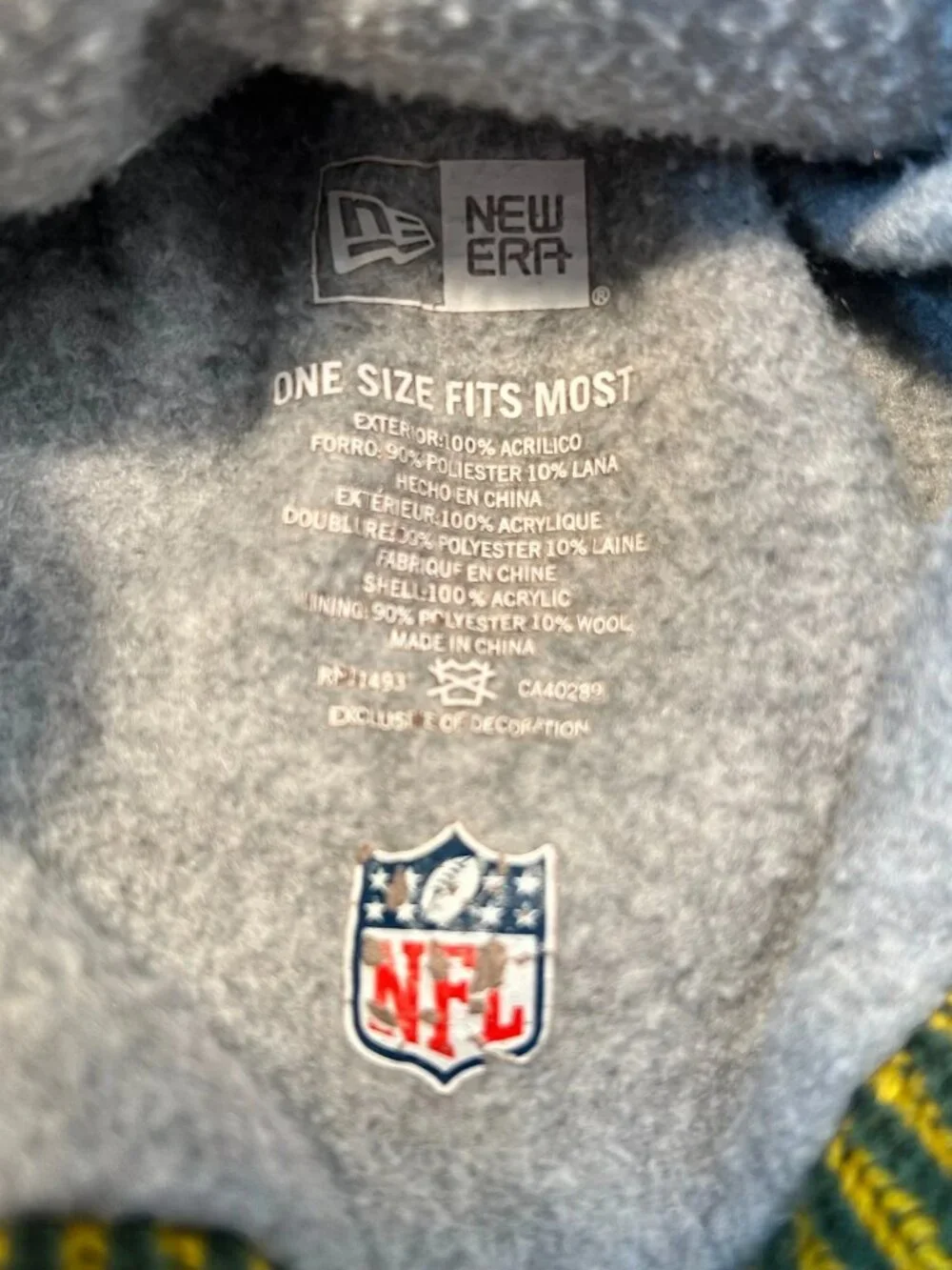 New Era Beanie Hat Unisex Green Bay Packers NFL 100th Anniversary Fleece‎ Lined